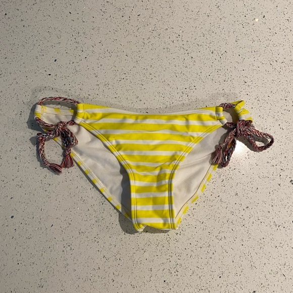 Striped Yellow Bikini Bottom with Ties - Picture 1 of 2